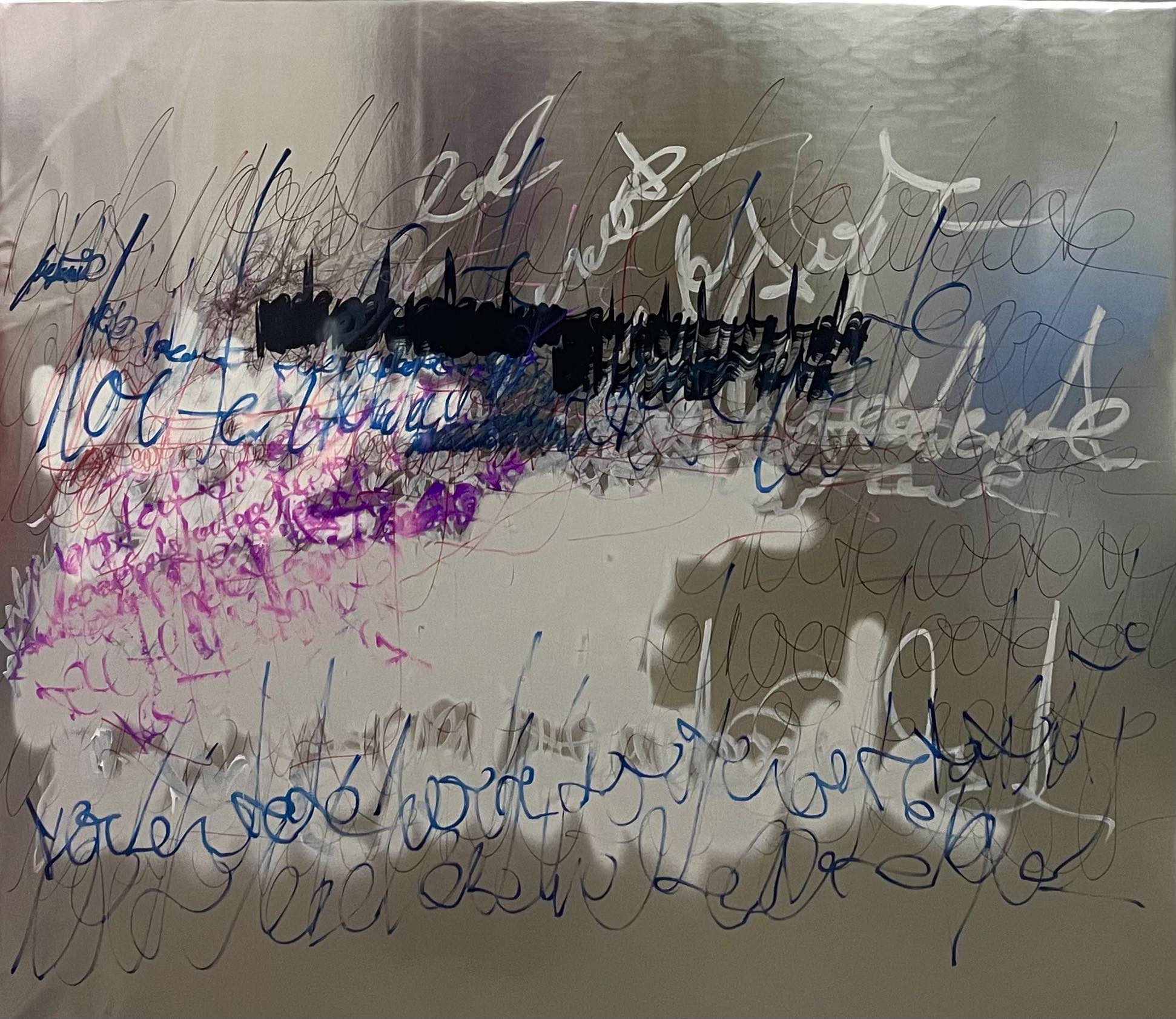 ioete
Veronika Wenger 2025
130 x 150 cm, marker, spray on synthetic fabric