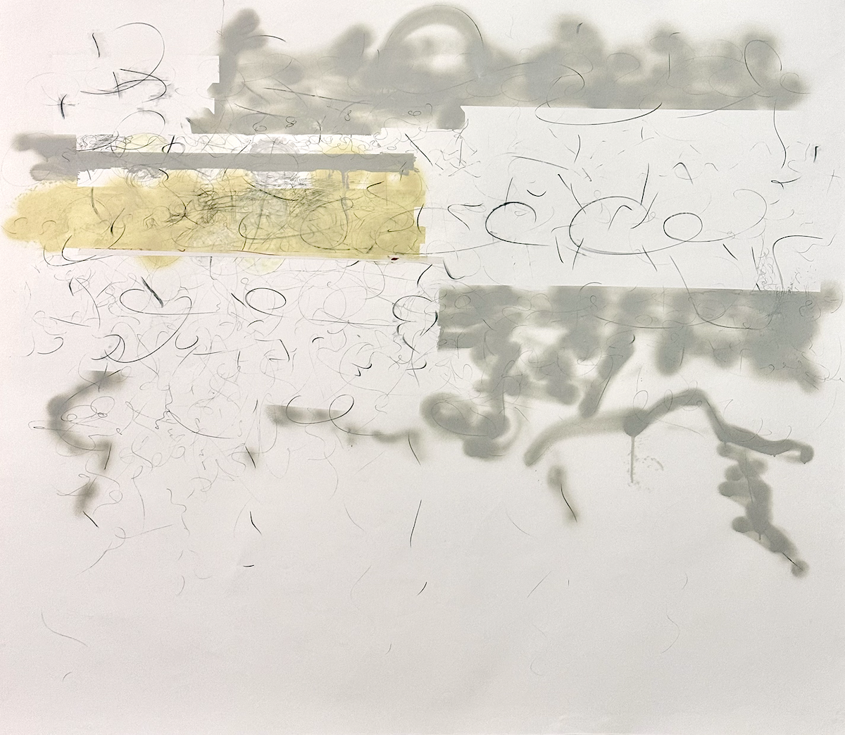 “sui muri”Veronika Wenger 2026 149 x 168 cm, pencil, marker, spray on paper