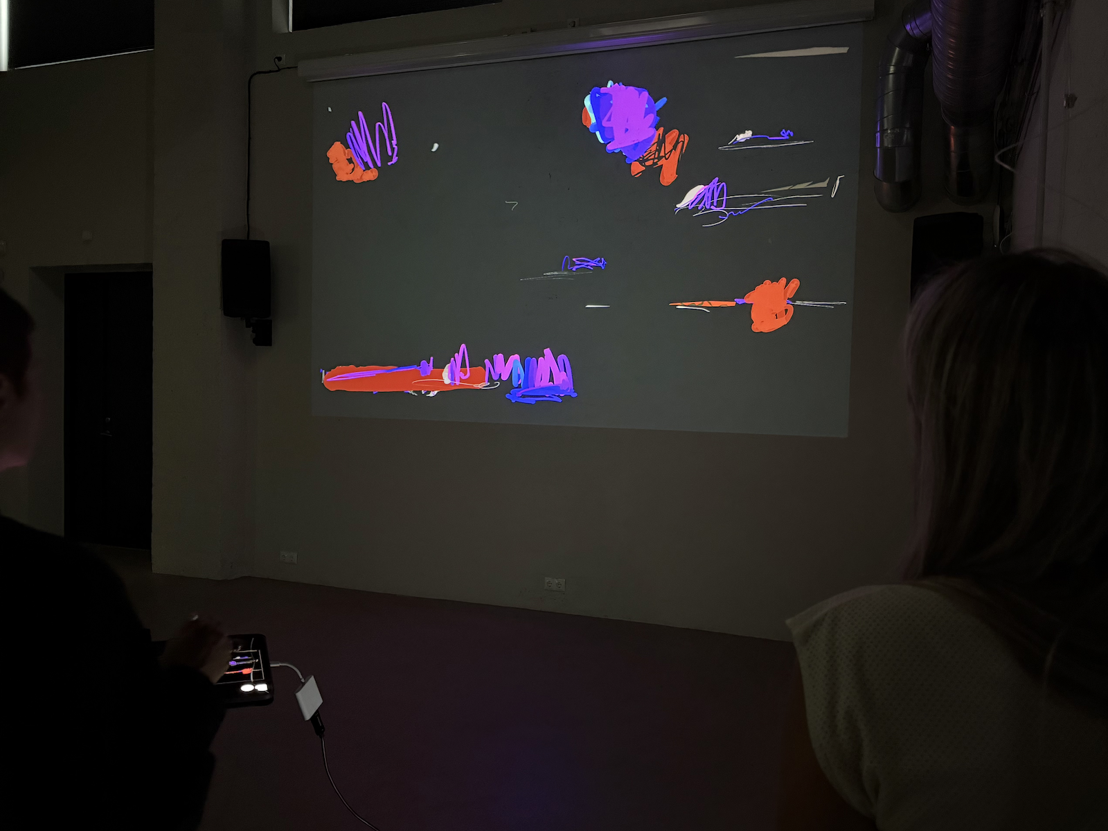 Rauasõnad (Symphony IV)The Beautiful Formula Trio
Veronika Wenger, Mariliis Haljasorg, Oleksiy Koval
4K projection, ARS Project Space, Tallinn 2026
Photo: rhythmsection.de